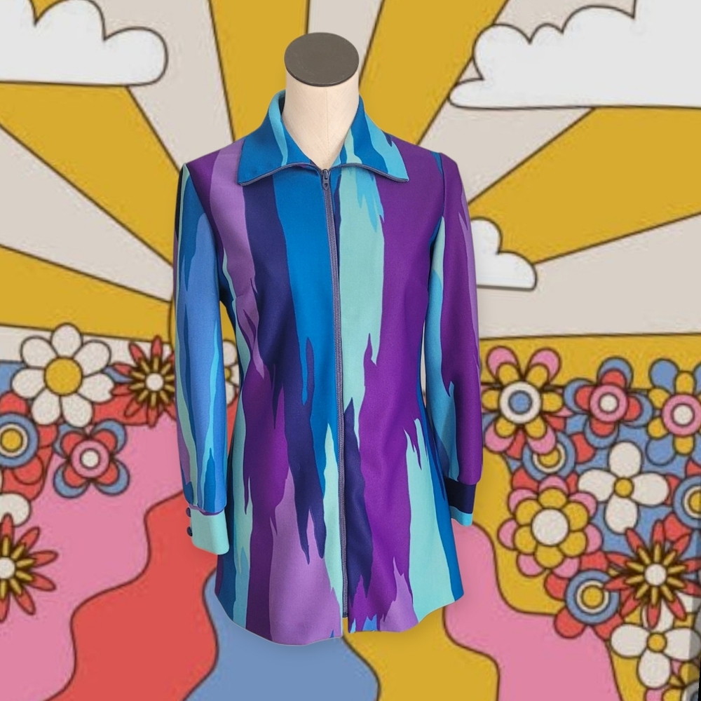 Colorful Abstract Long Sleeve Micro Mini Dress